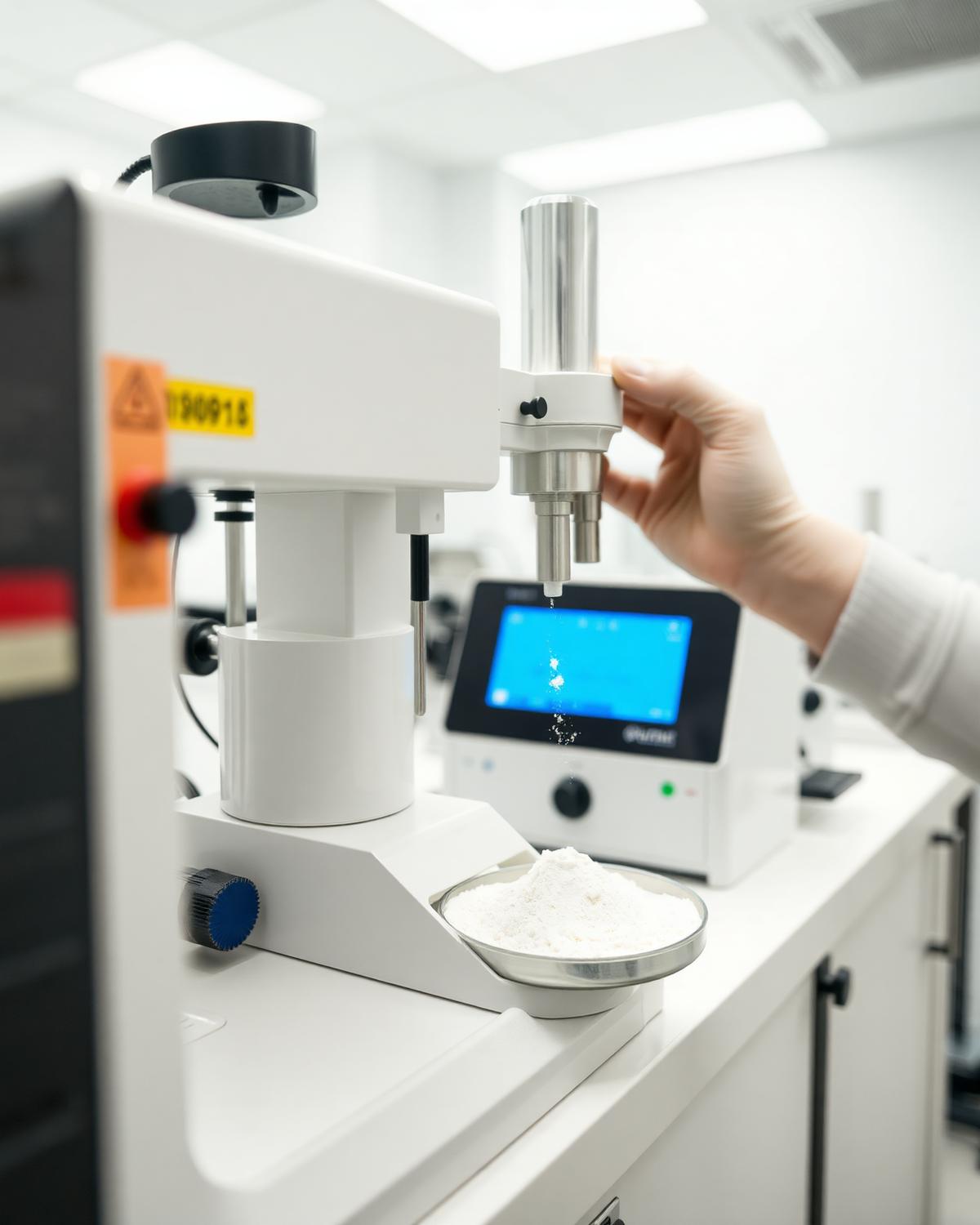 Laboratory testing equipment measuring supplement powder